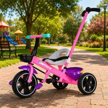 Imagem de Triciclo Infantil Passeio Pedal Cadeirinha Empurrador Haste Direcional