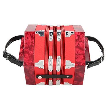 Imagem de Eujgoov Acordeão de Concertina, acordeão de sanfona, 20 botões de sanfona, portátil profissional para adultos instrumentos musicais (vermelho)