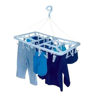 Imagem de Mini Varal Retangular Retrátil Pendurar Roupa Íntima 32 Prendedor Plástico - 6095 Mor