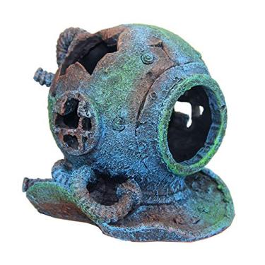 Imagem de Decorações de capacete submarino SLOCME Aquarium Sunken – Decorações realistas vintage Noah's Ark Shipwreck Fish Tank Decorations, Durável Resina Peixe Tanque Acessórios Decorações