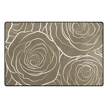 Imagem de Top Carpenter Tapete de área com lindas flores de rosas Capacho para piso de madeira de entrada sala de estar quarto 7,7 cm x 1,8 m (78,7 x 50,8 cm)