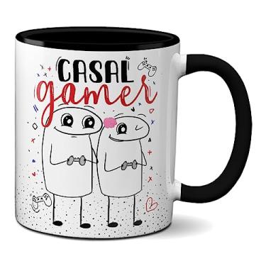 Imagem de Caneca Flork Dia Dos Namorados Presente Fofo Casal Gamer (Preta)