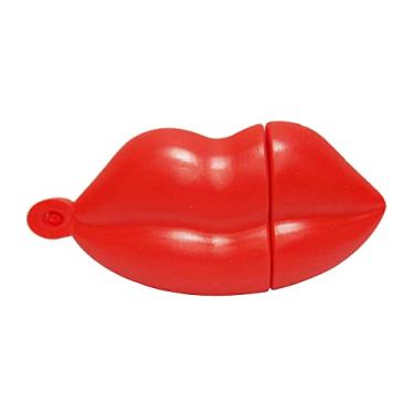 Imagem de Pen Drive de 64 GB Red Lips Modelo USB 2.0 ExFAT Zip Drive de 64 GB à prova de poeira USB2.0 Jump Drive à prova de choque Memory Stick para armazenamento e backup