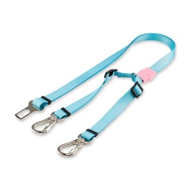 Imagem de Dog Trip Brasil Cinto de Segurança Pet Duplo Universal para Cachorro Gato com Gancho Trava de Segurança Cães Gatos Carro Coleira Adaptador Porte Ajustável Estampa (Aqua)