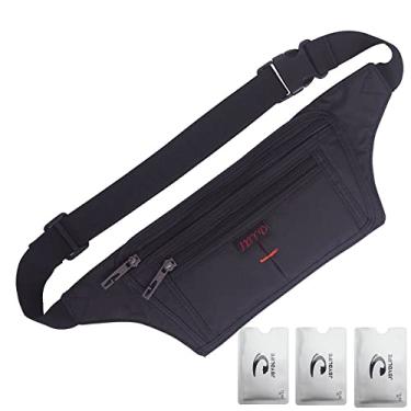 Imagem de NAOKI LOVE bolsa de cintura ultrafina bolsa de couro esportes ao ar livre correia de viagem cinto com compartimentos protetores de cartão de crédito, Portátil, Z-Black