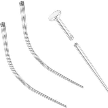 Imagem de PunkTracker 14 g/16 g/18 g Kit de piercing de titânio curvado ASTM F136 Ferramenta de pino de inserção cônico para rosca interna Tragus Helix Lip Nose Helix Piercing Joia Labret Studs Nose Stud