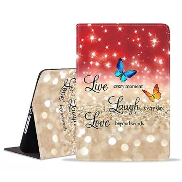 Imagem de WEUIUJKILO Capa para Samsung Galaxy Tab A8 10,5 polegadas 2022 (Modelo: SM-X200/X205/X207), capa inteligente de couro PU fina dobrável com hibernar/despertar automático, citação de glitter vermelho