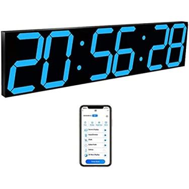 Imagem de Relógio de parede digital LED - controle WiFi via Internet, cronômetro integrado, contagem regressiva, alarmes, temperatura, memória de desligamento, ideal para home office, cozinha, academi