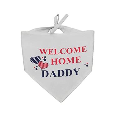 Imagem de EechicSpace Welcome Home Daddy Dog Bandana reversível cachecol decoração de festa militar presente para cães pequenos