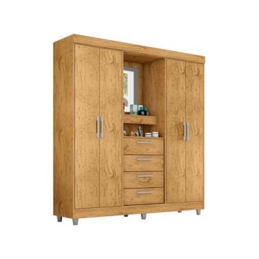 Imagem de Guarda-roupa com Espelho 4 Portas 4 Gavetas Araplac Pequim, Freijo