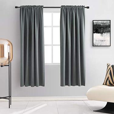 Imagem de DONREN Cortinas blecaute cinza médio para quarto - Cortinas blackout com isolamento térmico para quarto de crianças (comprimento 106 x 163 cm, 1 par)