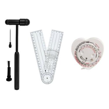 Imagem de Martelo De Reflexo Modelo Buck BIC + Goniometro Grande De PVC + Trena Antropométrica Coração