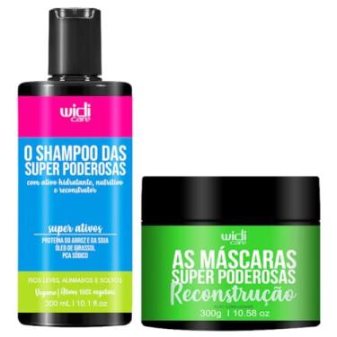 Imagem de Kit Cronograma Capilar Widi Care Shampoo + Mascara Reconstrução Super Poderosas Vegano Cabelo 300g