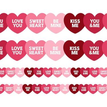 Imagem de Wonmon Rolo de borda de quadro de avisos para o dia dos namorados, acabamento de borda de boletim em forma de coração dos namorados para dia dos namorados, festa de casamento, escola, sala de aula,