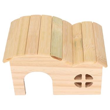 Imagem de Hamster Wooden House Bite Borta Bottom Hamster Cabin para Hamsters Ursos de Ouro Pequenos Animais