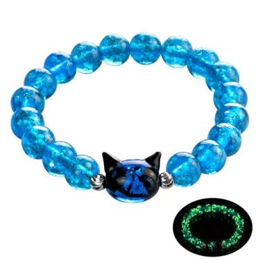 Imagem de AVJUTER Pulseira de contas de vidro Nogu Firefly, pulseiras fofas para atrair gatos, presentes para amantes de gatos, presentes de proteção espiritual para mulheres, adolescentes, mães, filhas, irmãs,