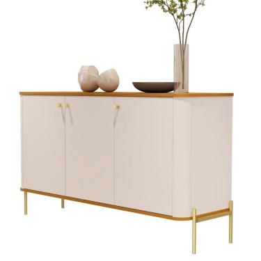 Imagem de Buffet Tucupí Pés Metal Off White Nature Dourado JB Bechara