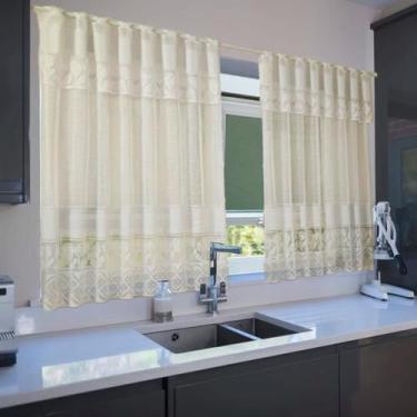 Imagem de Cortina para Cozinha em Renda com Estampa de Tulipa 1,20x2,20m Bando d