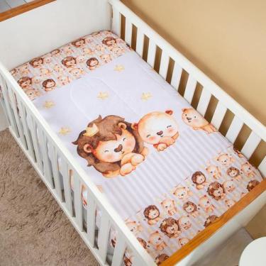 Imagem de Edredom Berço Americano para Bebê Menino Sublimado - Carinha de Anjo, 