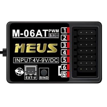 Imagem de MEUS RACING Receptor RC de 2,4 GHz M-06AT Controle RX de longo alcance com giroscópio, compatível com transmissor MEUS Racing RC ME-10B para carro/barco/tanque de controle remoto etc. (6CH com