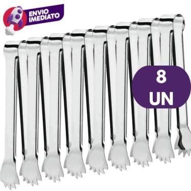 Imagem de Kit Pegador De Gelo Premium Aço Inox 18,5cm Pinça Com Garra Bar Drinks