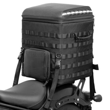 Imagem de KEMIMOTO Bolsa traseira de bagagem de viagem de motocicleta 60L encosto Sissy Bar bolsa de capacete com alças para modelo de turismo Road King Road Glide Street Glide Softail Dyna
