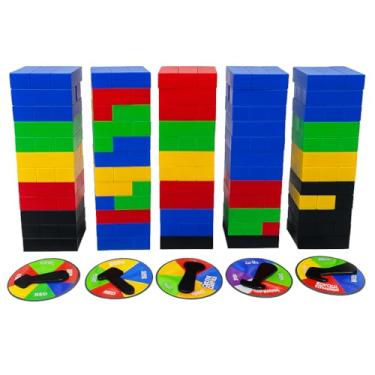 Imagem de KIT COM 5 Caiu Perdeu Jogo Torre Colorida Empilhar com 45 Peças brinquedo educativo