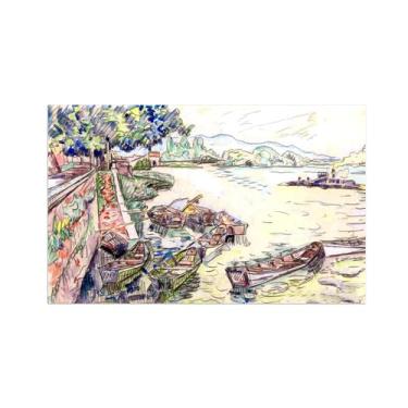 Imagem de Paul Signac Famosas Pinturas-Impressas em Tela-Barcos-Moderno Pôster Decoração Sala de Estar e Quarto 30x50cm12x20in Sem Moldura
