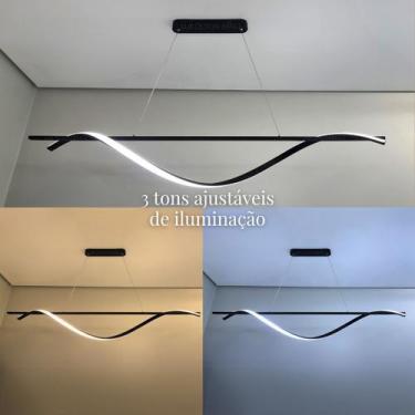 Imagem de Lustre Led moderno curva Sala Escritório c/ controle remoto - Lux Desi