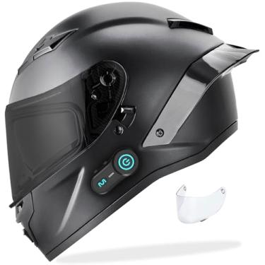 Imagem de GDM Capacete De Motocicleta Demon Com Intercomunicador Bluetooth - XX-Grande - Preto Fosco - Escudos Coloridos E Transparentes