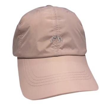 Imagem de RYZGOJV Boné de beisebol de verão de secagem rápida, boné plano feminino de algodão para viagens ao ar livre, boné ajustável padrão de montanha - rosa