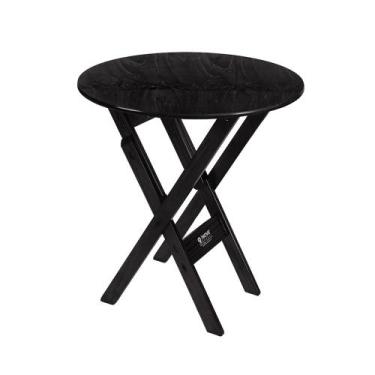 Imagem de Mesa Redonda 68cm Diametro Dobravel Madeira Jantar Cozinha Preto - I9 