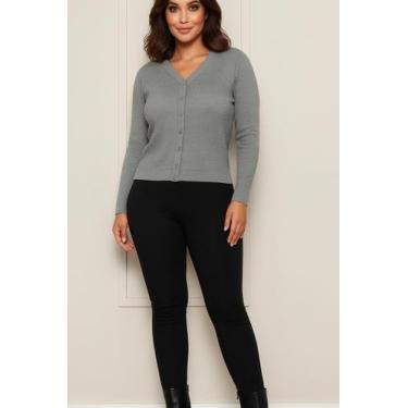 Imagem de Blusa Feminina Casaquinho Suéter Trico Liso Botões Gola V - B.Mania, C