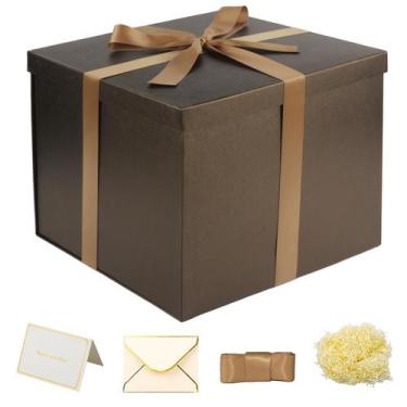 Imagem de Caixa de presente YINUOYOUJIA grande 30x30x25cm marrom para presentes