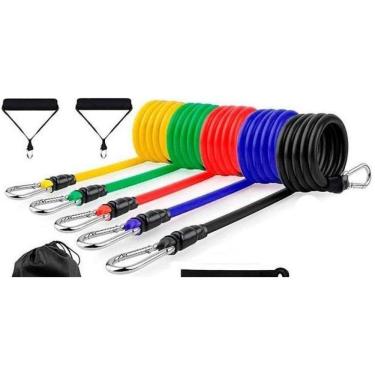 Imagem de Elastico Academia Kit 11 Elástico Tensão Treino Yoga Pilates