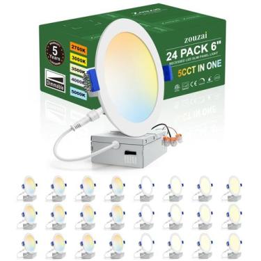 Imagem de Luminária embutida LED regulável zouzai, pacote com 24 unidades, 6" e 