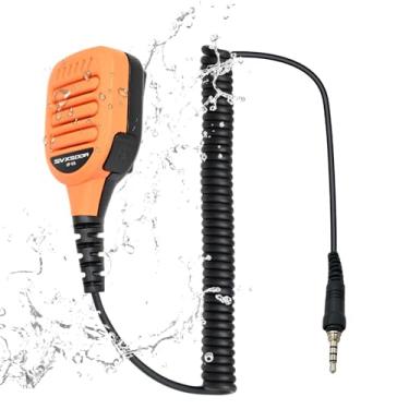 Imagem de Microfone de alto-falante de ombro resistente compatível com Motorola EVX-S24, Yaesu VX-6R, FT-270R, série Standard Horizon HX, design PTT robusto (laranja amarelo)