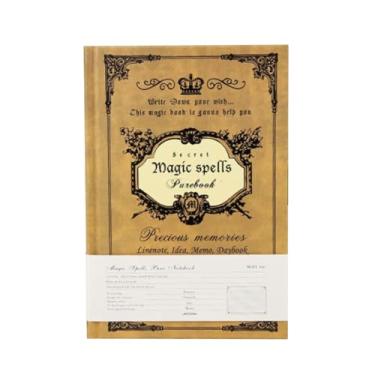 Imagem de Caderno forrado A5 requintado design vintage caderno de capa dura para casa, escola, escritório, papel grosso, portátil, versátil, uso exclusivo, clássico, escolha de presente (Amarela)