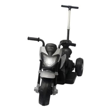 Imagem de Mini Moto Esportiva Elétrica Infantil, 6V, Cinza, com Controle Remoto, Luzes e Sons, 3 km/h, para Crianças a partir de 3 Anos, 80x75x40cm