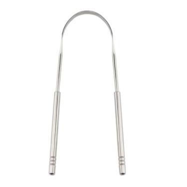 Imagem de Raspador de língua de aço inoxidável para higiene bucal (Prateado)