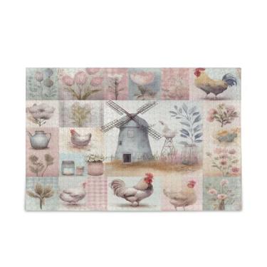 Imagem de WELLDAY Quebra-cabeça flores porco galo galo 1000 peças grande jogo de arte para adultos adolescentes