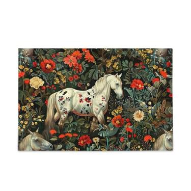 Imagem de WELLDAY Quebra-cabeça cavalos em flor, 500 peças, grande jogo de arte para adultos e adolescentes