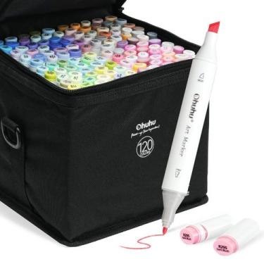Imagem de Conjunto de 120 cores com marcador de álcool Ohuhu Oahu com estojo par