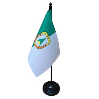 Imagem de Bandeira de Mesa Cuiabá, 26cm Altura Total, Face Única, Multicolorido, Base Plástica, Tecido Oxford, Decorativa, para Escritório, Eventos e Cerimônias