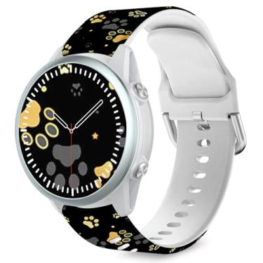 Imagem de Pulseira Lyforaz com estampa de pata compatível com Samsung Galaxy Watch 3 de 45 mm, pulseira fofa de silicone macio de 22 mm para smartwatch Venu 4 de 45 mm/3/2/Forerunner 570 de 47 mm/970/965/955