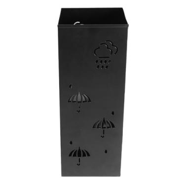 Imagem de aqxreight Suporte de Guarda-chuva de Metal Multiuso Elegante Design Oco Nuvens Auspiciosas Lixeira Organizadora de Guarda-chuva à Prova de Ferrugem para Entrada Escritório Casa Preto MATERIAL (Preto)