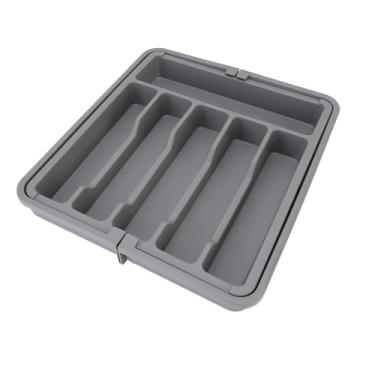 Imagem de Dioche Bandeja de Utensílio de Cozinha Expansível Ajustável, Organizador de Gaveta de Talheres para Colheres, Garfos, Facas, Cinza ABS, 38 Cm de Largura