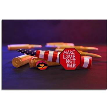 Imagem de Pôster Love Peace Impressão em tela de munições Sinais Arte de parede para casa 1 painéis Decorações Noframed 30,5 x 20,3 cm