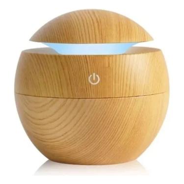 Imagem de Umidificador Aromático Esfera Madeira c/ Luz Colorida