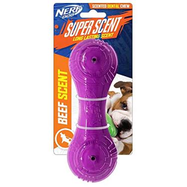 Imagem de Nerf Dog Barra de Scentologia de Carne TPR/PP Perfumada de 17,78 cm (7") núcleo sólido - transparente/roxo